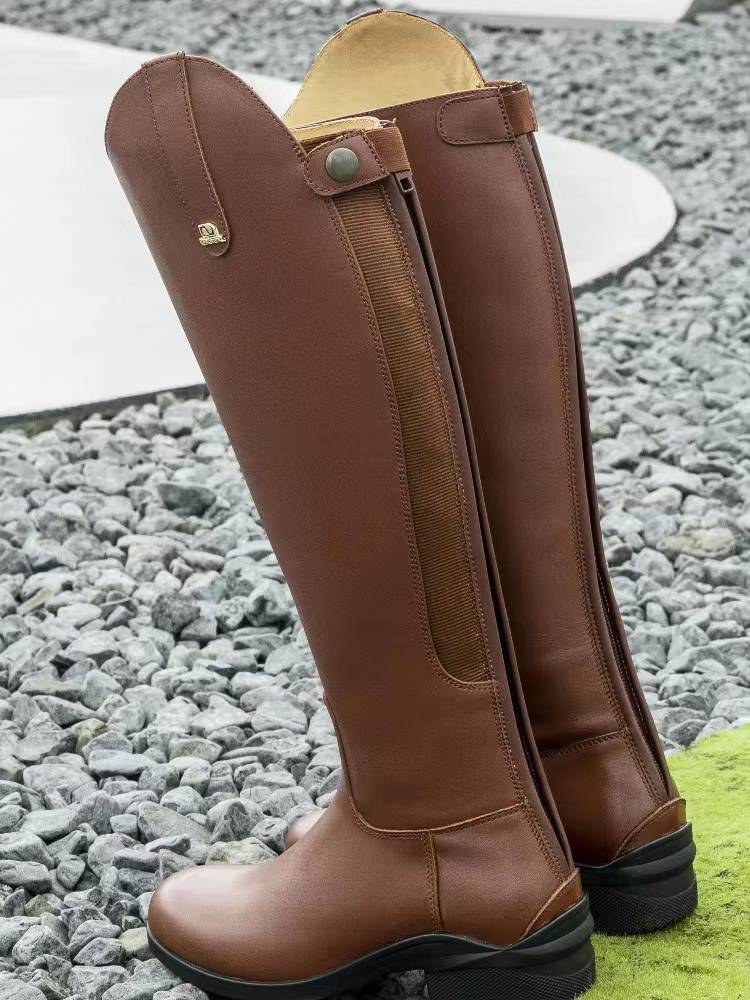 Head layer cowhide equestrian boots riding professional boots boots Knight leather boots children training competition boots adult horse boots