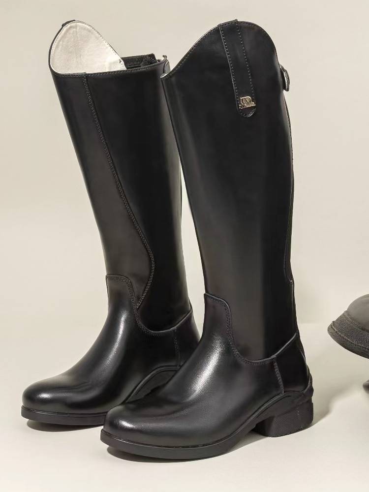 Head layer cowhide equestrian boots riding professional boots boots Knight leather boots children training competition boots adult horse boots
