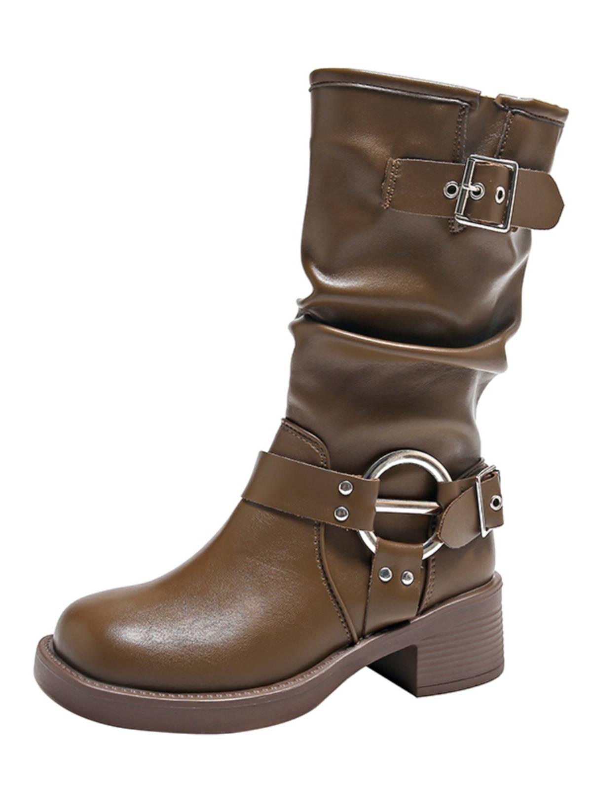 European and American retro western belt buckle folds pile boots in the boots of boots in the boots of boots in boots
