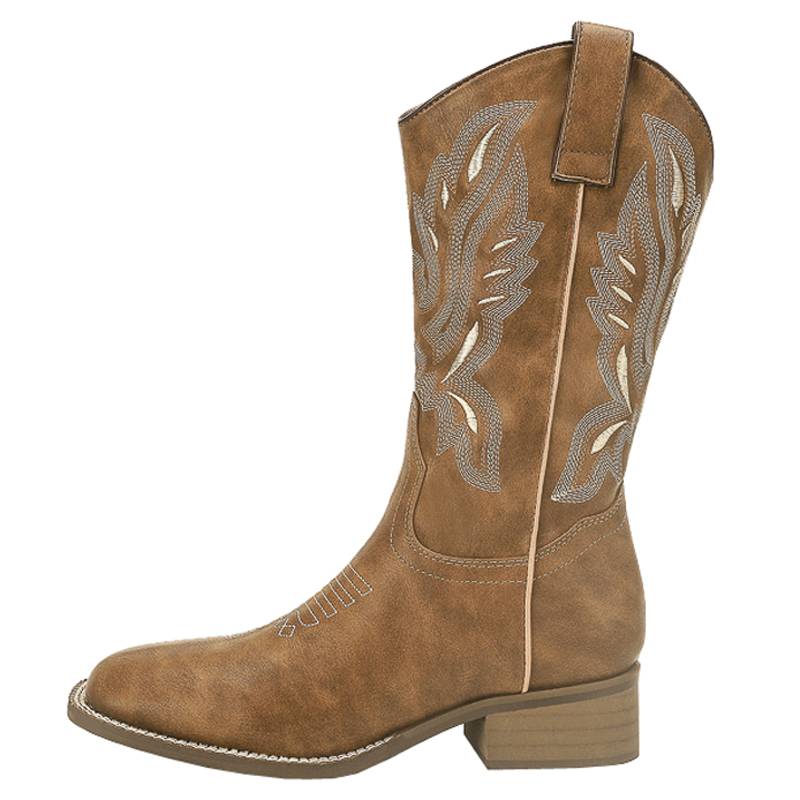 2022 new rough -heeled Western denim boots V