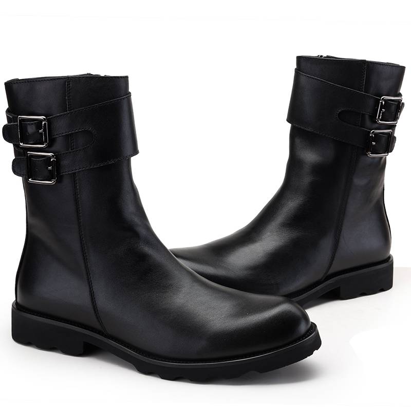 Spring and Autumn Middle Mongolian Boots Male Terminal leather smoke boots Martin boots medium high -top waist winter Tibetan leather boots