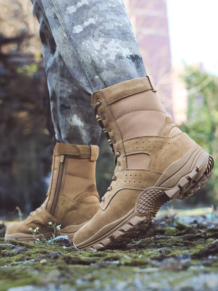 New type of brown combat boots male ultra -light wear -resistant combat boot boots waterproof leather anti -puncture desert training boots genuine