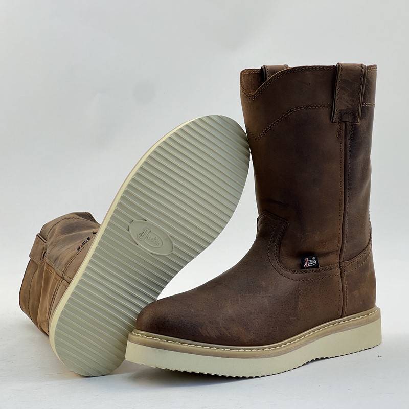 41 yard single -layer leather flat bottom pierced solid album denim boots Knight horse boots sleeve crazy horse leather