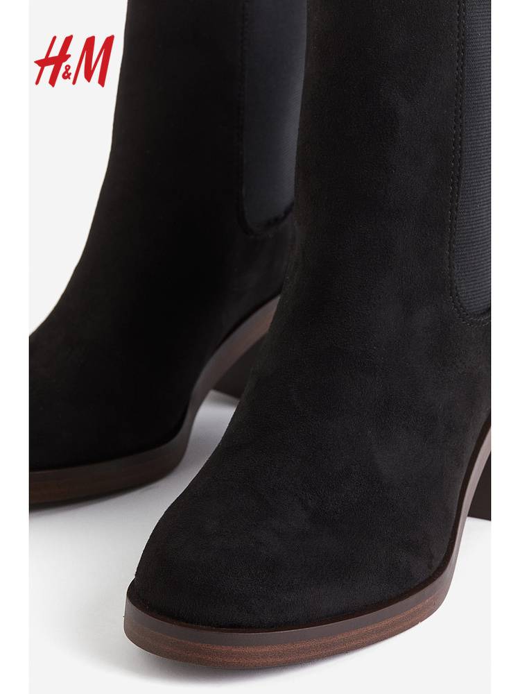 HM women's shoes boots in summer fashion thick heel satin lining Chelsea boots 1184230