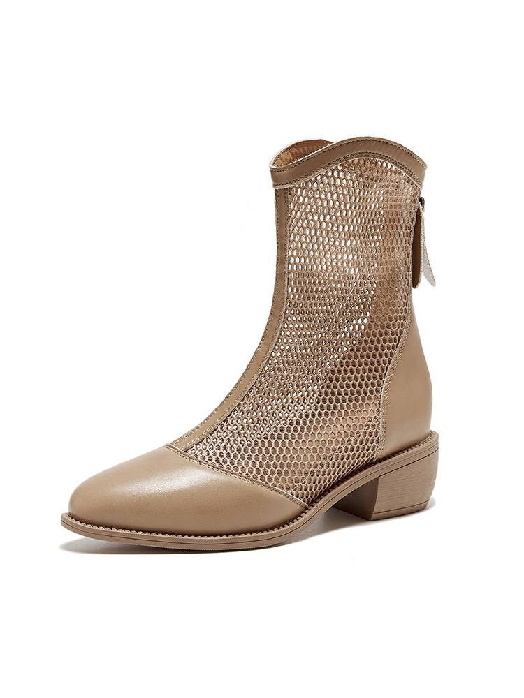 GUIDI FAME increases high cutout Martin boots female summer thin leather air -breathable cool boots high heel net yarn boots