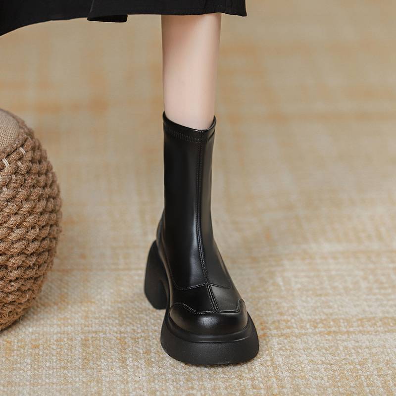 Black-skinned short boots, 2024 new, summer-skinned, skinny boots, single boots, Martin's boots