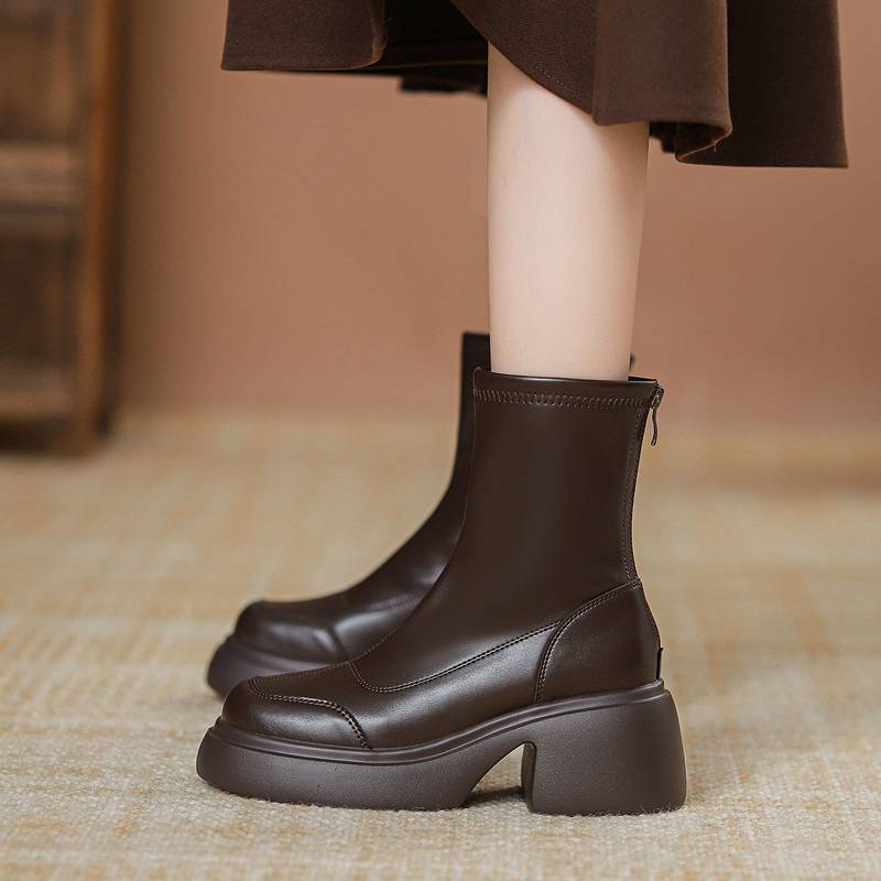 Black-skinned short boots, 2024 new, summer-skinned, skinny boots, single boots, Martin's boots