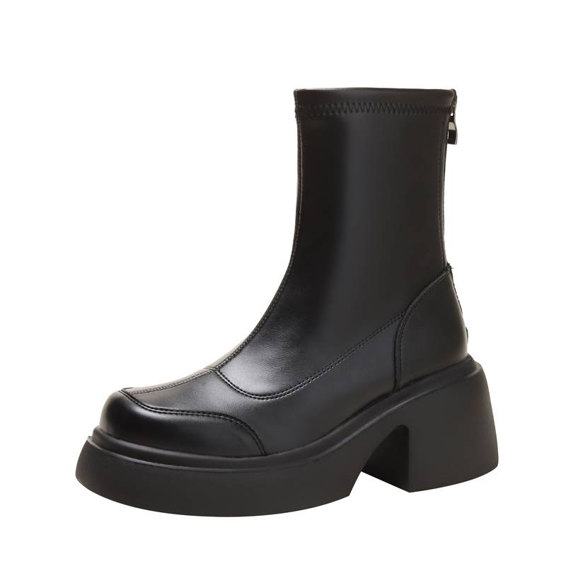 Black-skinned short boots, 2024 new, summer-skinned, skinny boots, single boots, Martin's boots