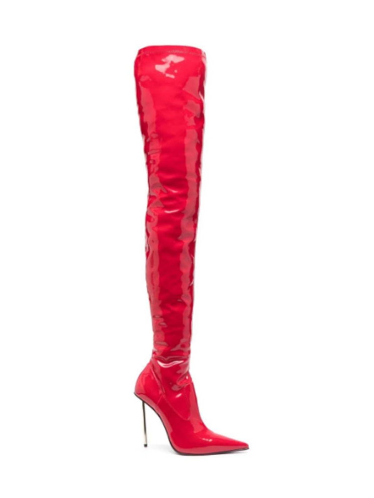 European and American fine high -heeled patent leather over -the -knee long boots lean boots iron heel thigh boots performed catwalk fashion boots