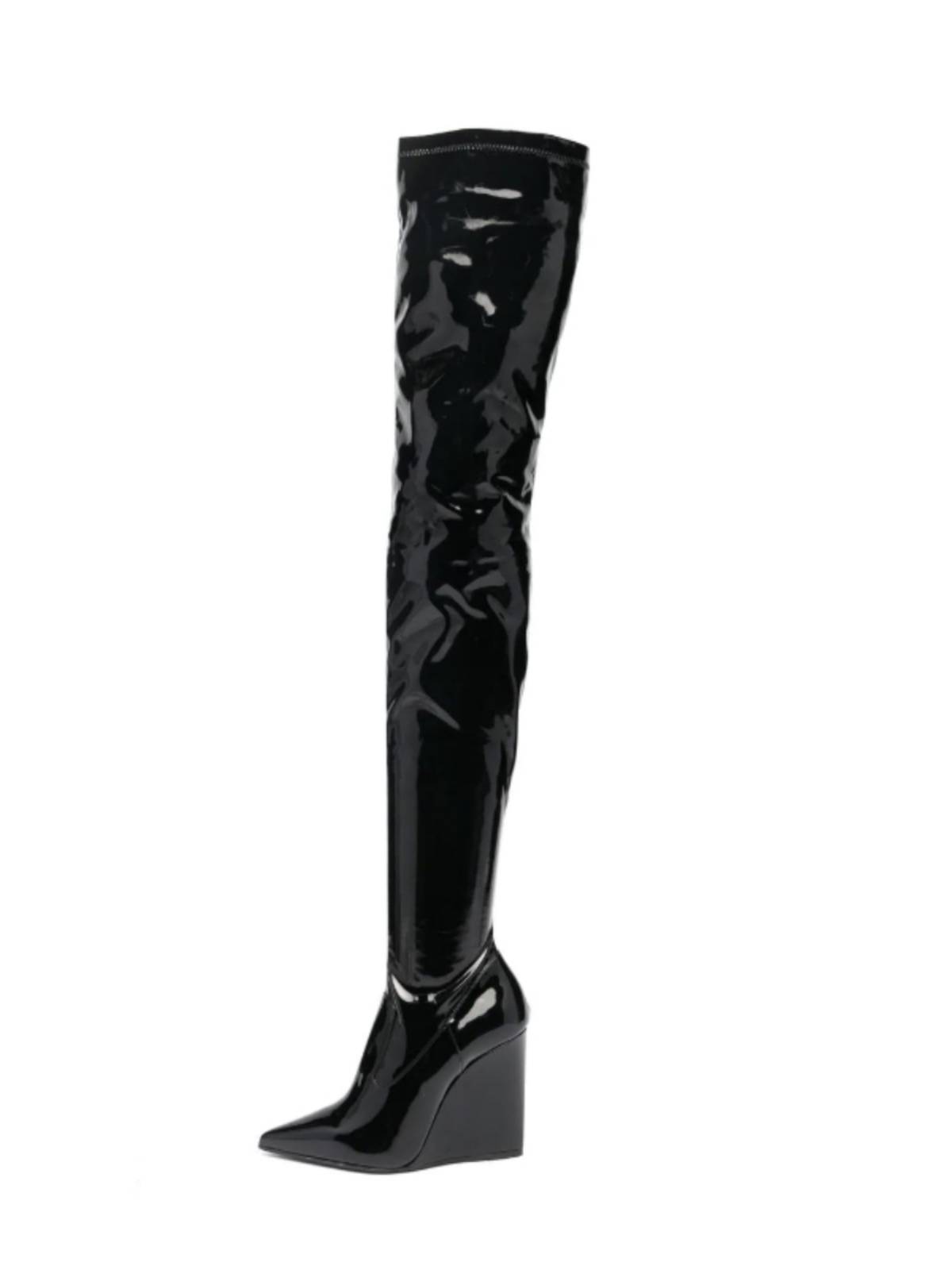 European and American fine high -heeled patent leather over -the -knee long boots lean boots iron heel thigh boots performed catwalk fashion boots