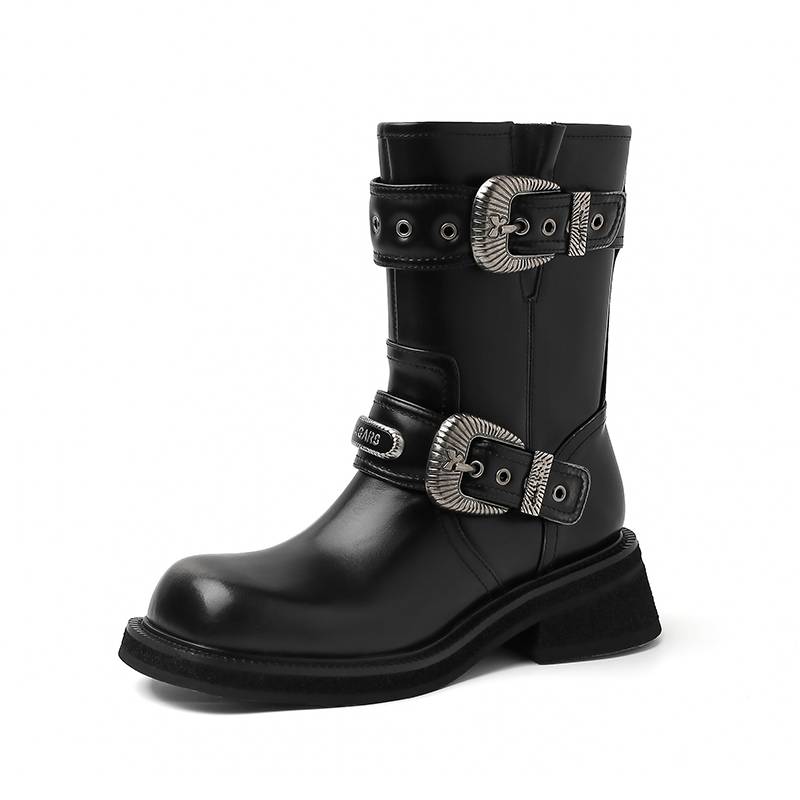 Wenyan ~ British style retro color, handsome locomotive boots, leather cubic head Martin boots female brown western boots