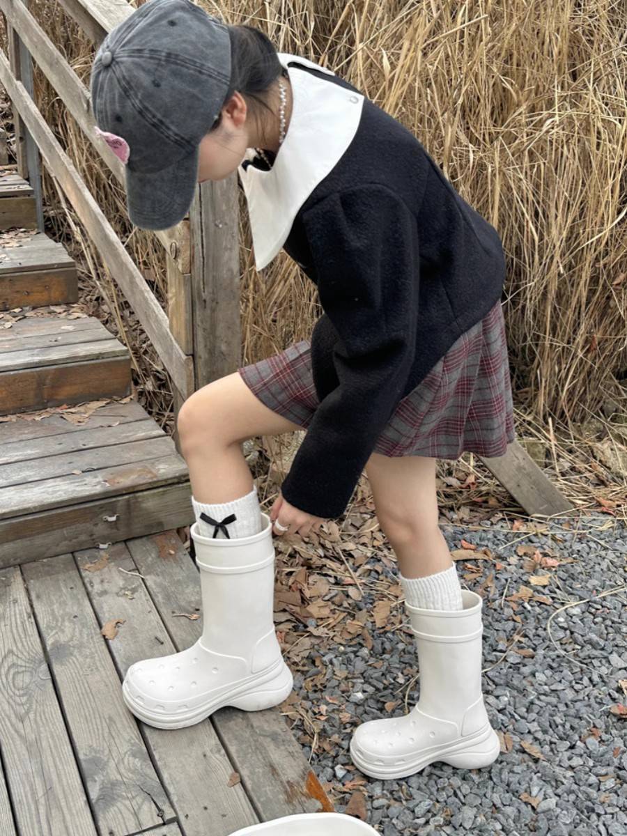 ab exclusive to ~ paris long cane boots female rubber co-in martin boot hole cave shoe thicked to waterproof rain shoes