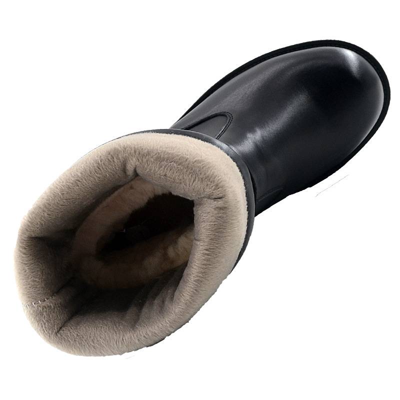 Winter thickened wool horse boots black men's high -top Martin boots mid -tube outdoor cotton boots plus velvet warm Mongolian boots