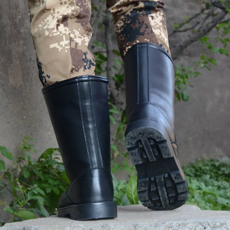 Winter thickened wool horse boots black men's high -top Martin boots mid -tube outdoor cotton boots plus velvet warm Mongolian boots