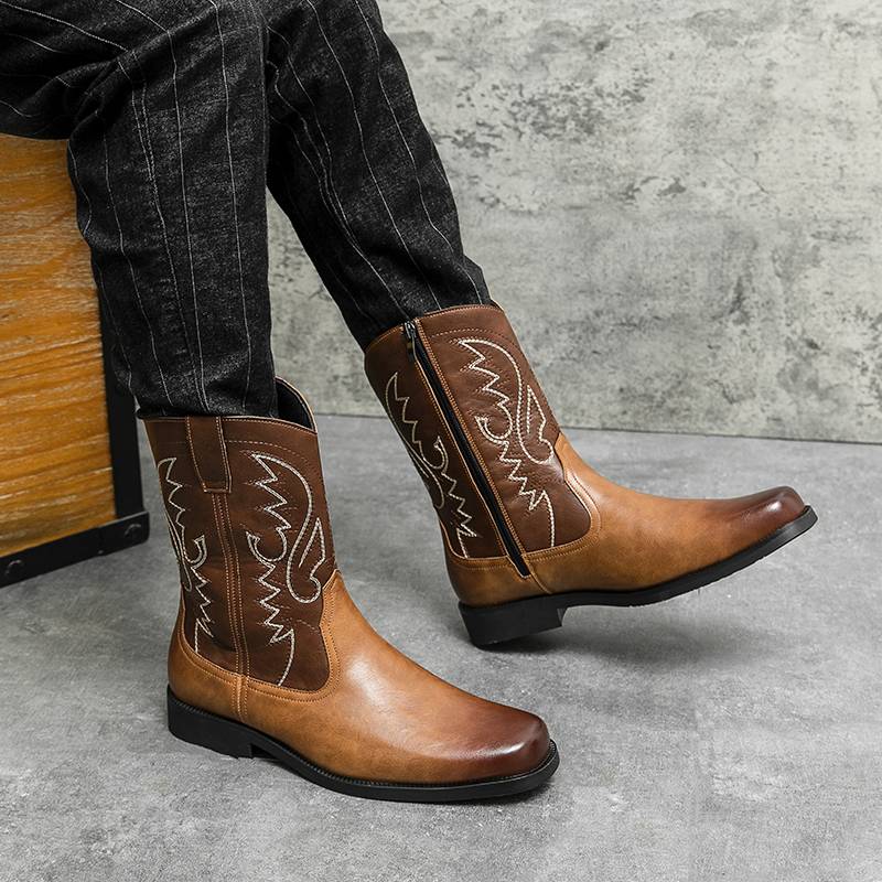 Fermore Mongolian Riding Boots Men's Western Cowboy Retro British Wind Martin Boots Side Zipper Long Ting Knight Boots