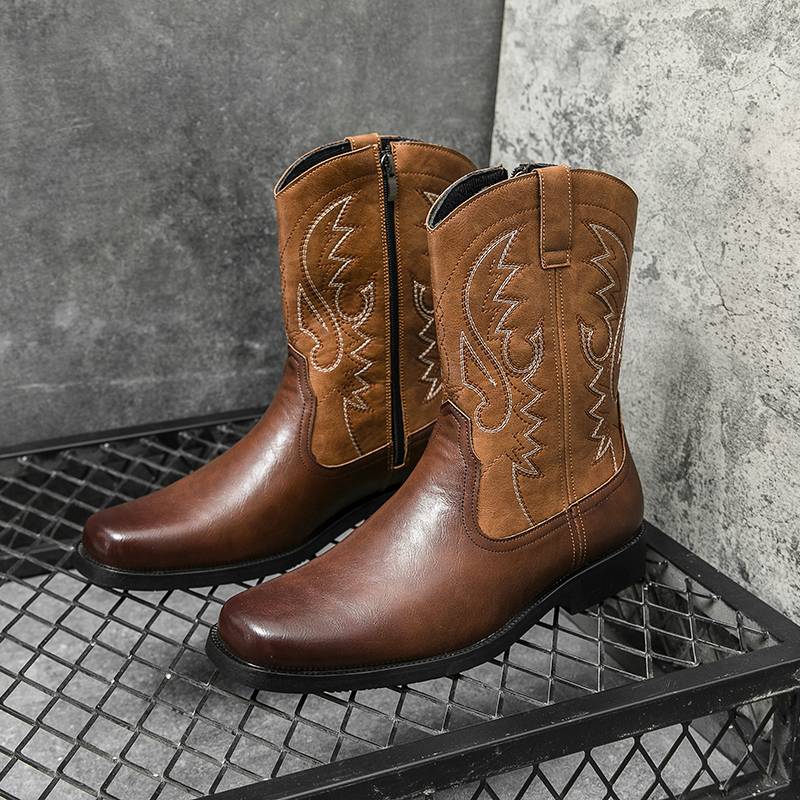 Fermore Mongolian Riding Boots Men's Western Cowboy Retro British Wind Martin Boots Side Zipper Long Ting Knight Boots