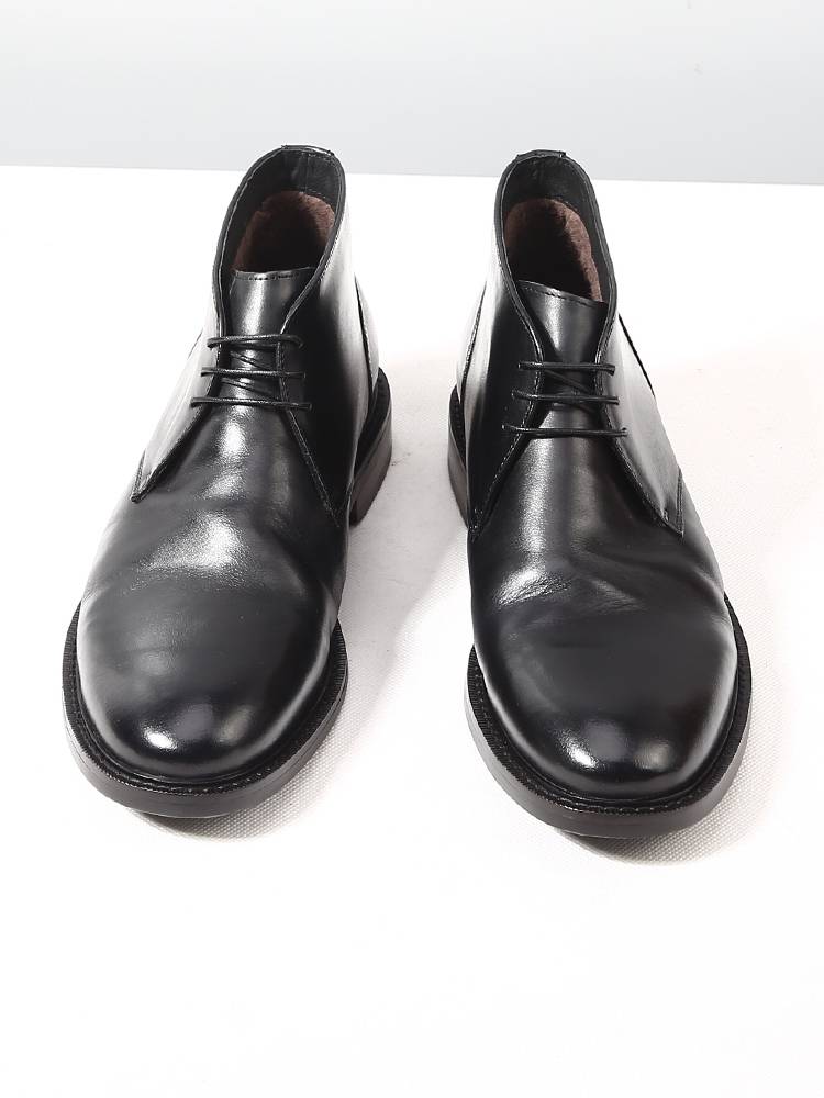 TRD new round head retro casual shoes men's leather desert boots British high -top Martin boots men in winter plus velvet