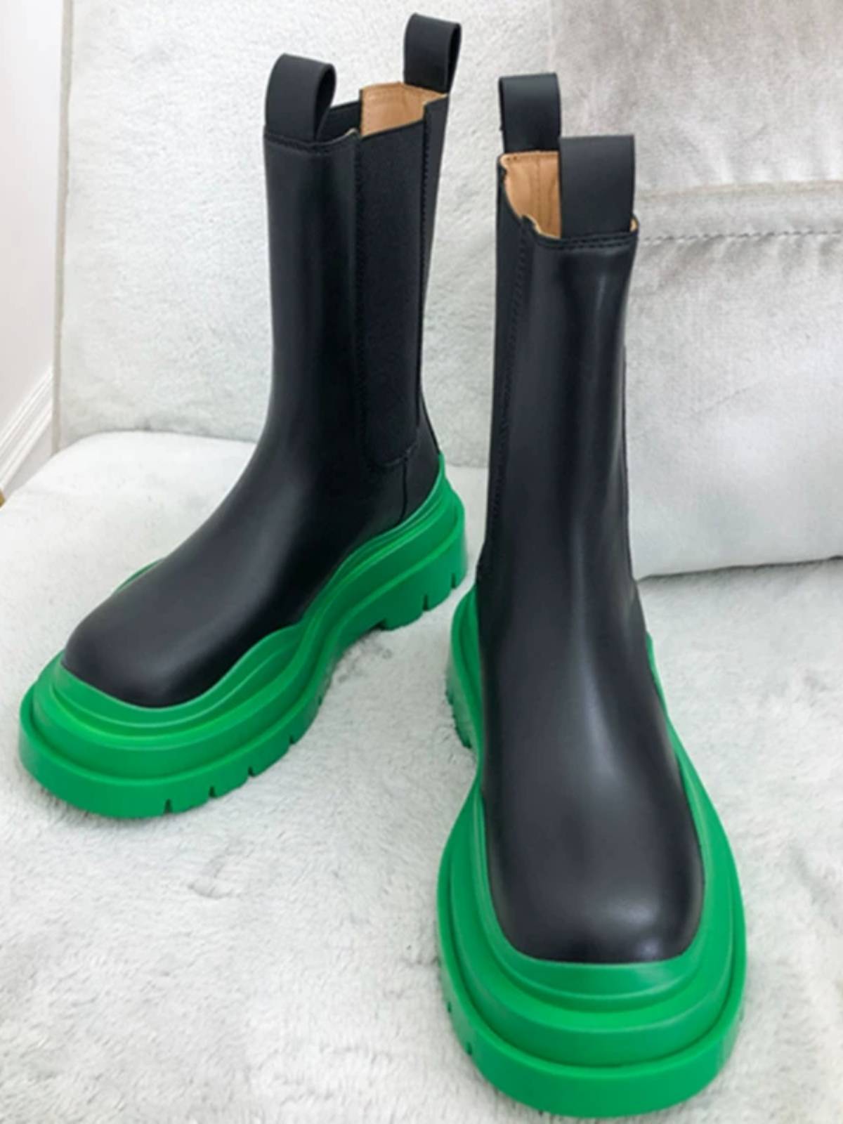 BVAR Martin Boots Mona Same leather short boots with thick bottom increase Chelsea boots men's middle tube smoke boots