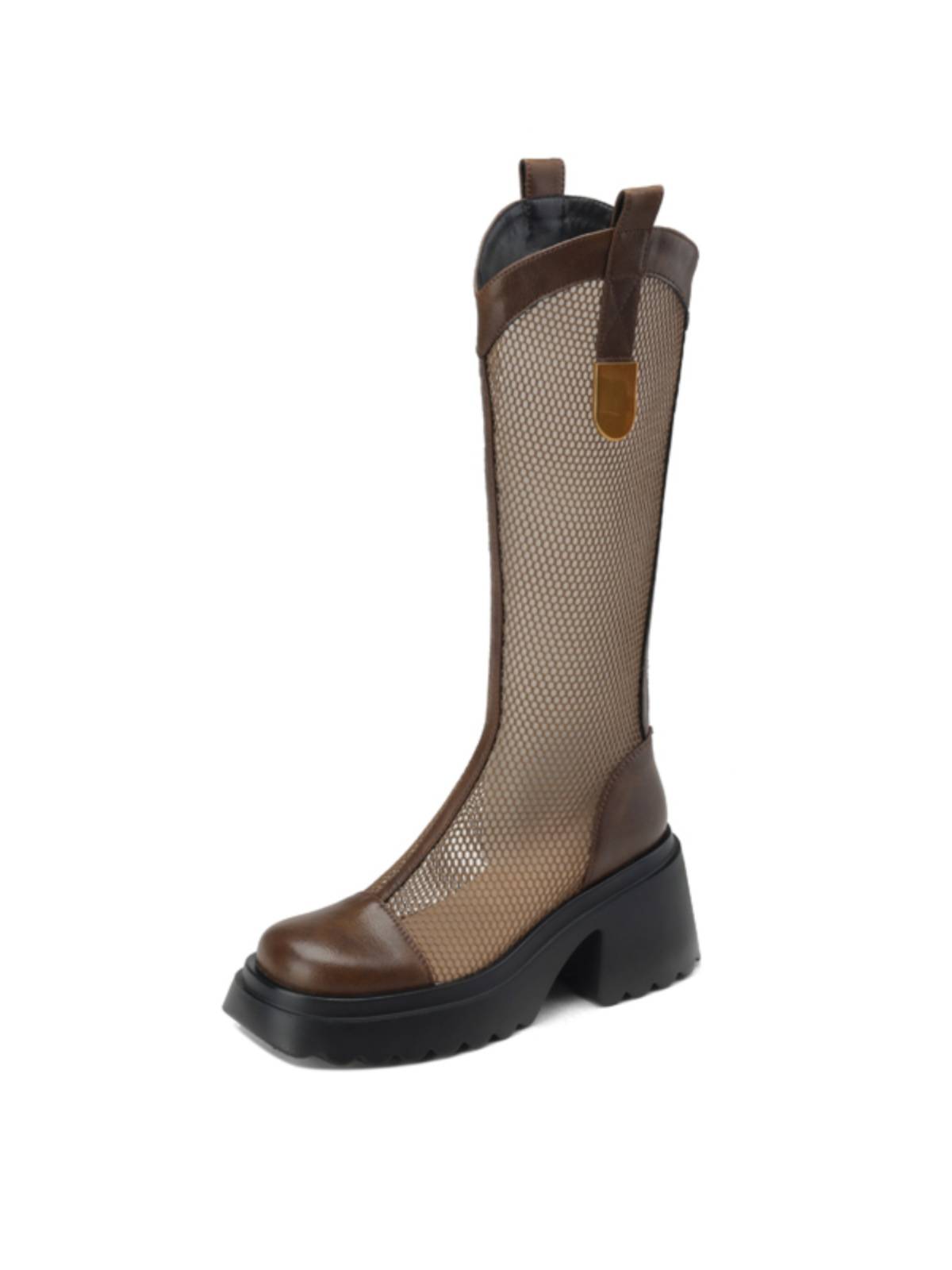 Thick -bottom thin mesh mesh high -pipe jelly boots women's dermis, air -breathable hollow and knee long boots summer new high -heeled knight boots