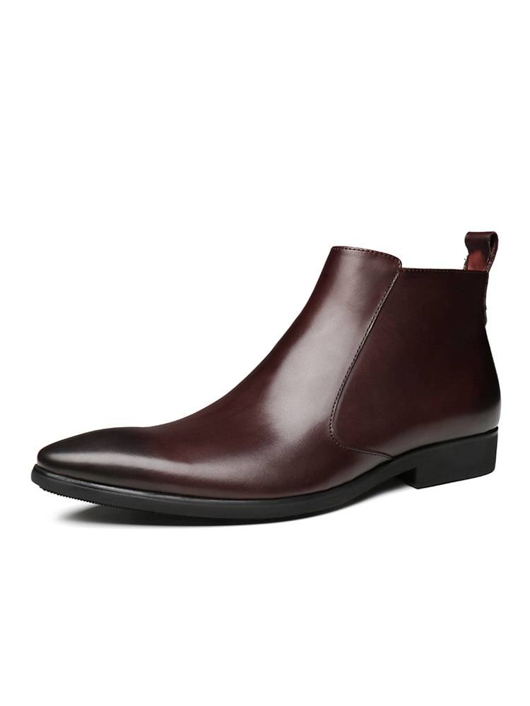 Chelsea boots men with velvet leather pointed leather boots high -top shoes help British Martin boots Gaobang short boots keep warm