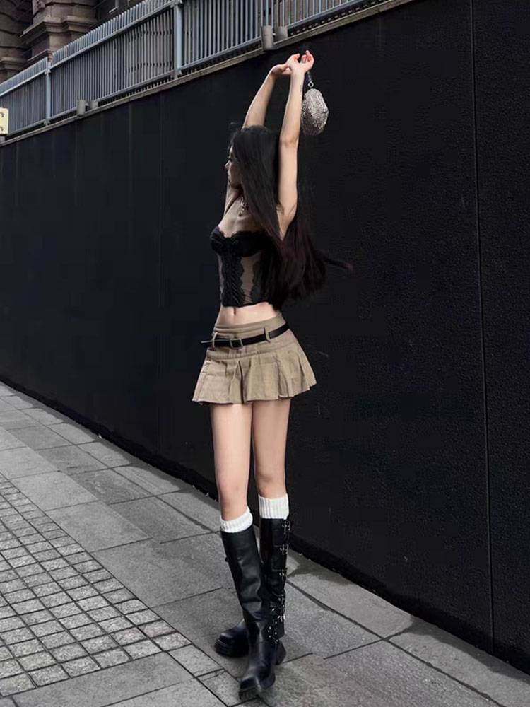Brown Western denim boots, but the knee boots metal belt buckle thick heel high sole high -end knight boots single boots