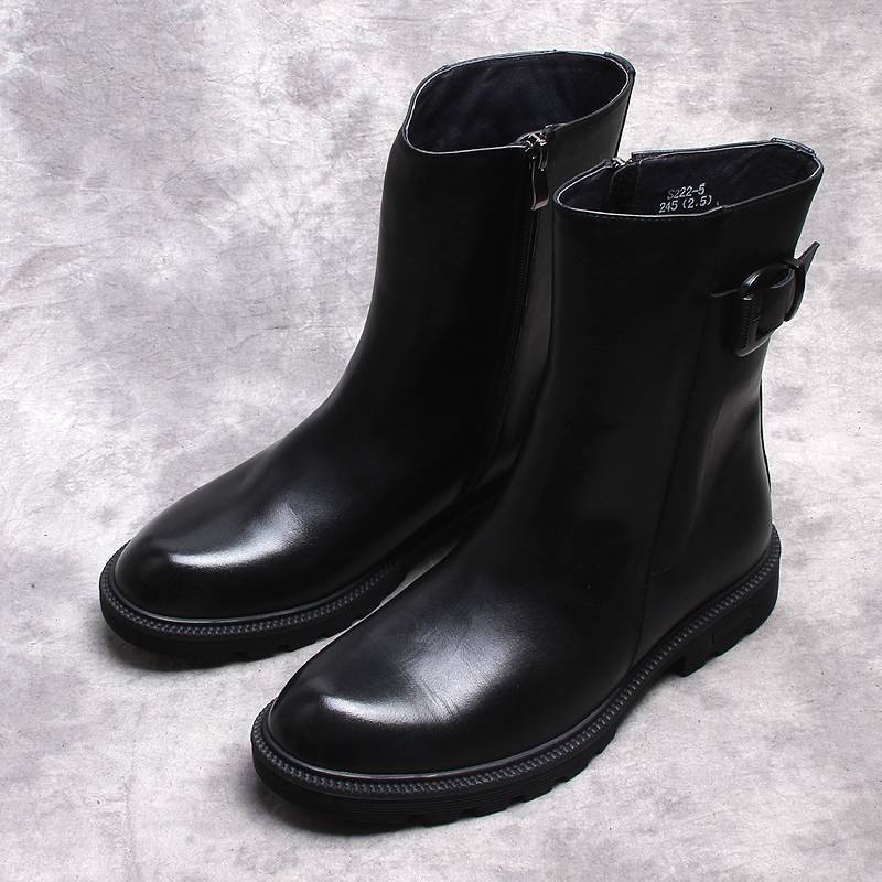 Winter fashion men's high -top shoes Martin boots male medium high tsoricon and fleece boots, leather leisure warm boots