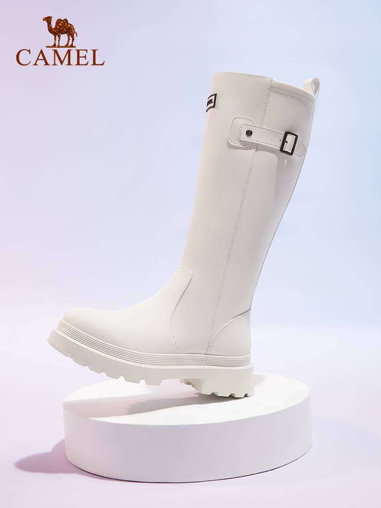 Camel boots, women's shoes, 2024, new red boots, knight boots, rain-proof boots, Martin boots