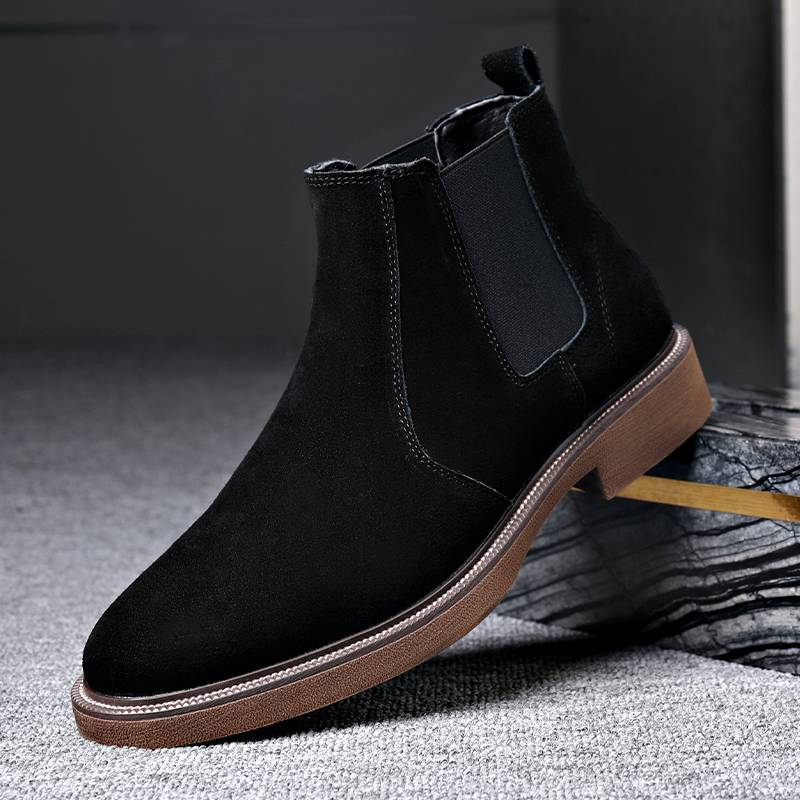 British men's Martin boots set leather anti -velvet matte skin mid -high -top leather hairstyle Chelsea short boots