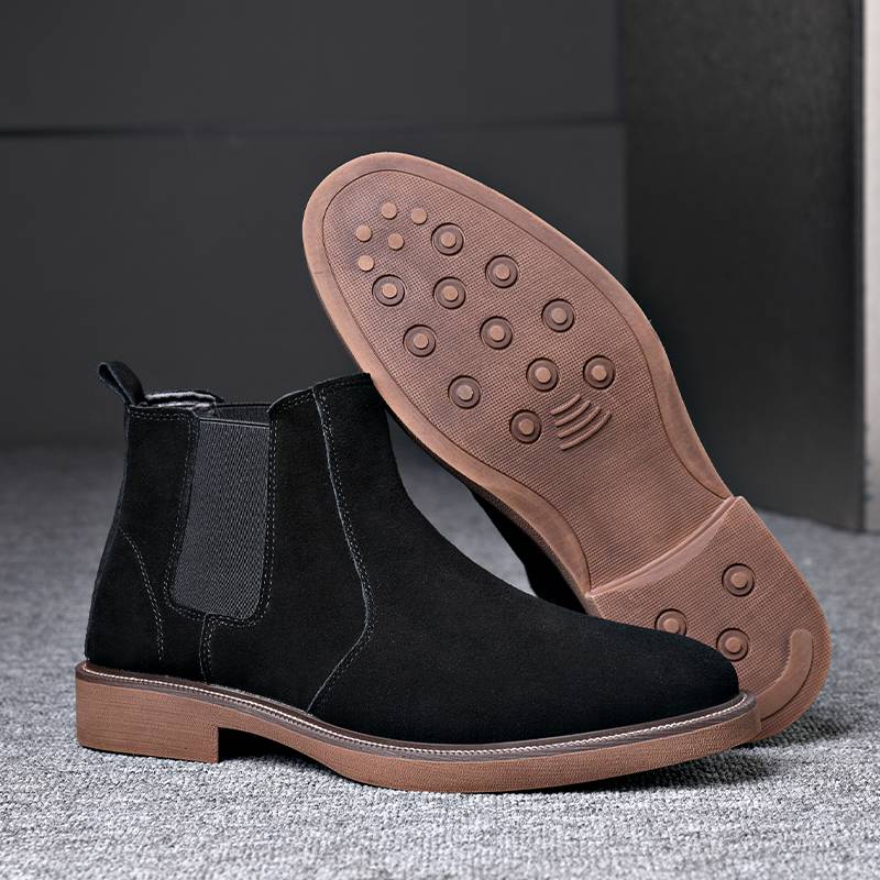 British men's Martin boots set leather anti -velvet matte skin mid -high -top leather hairstyle Chelsea short boots