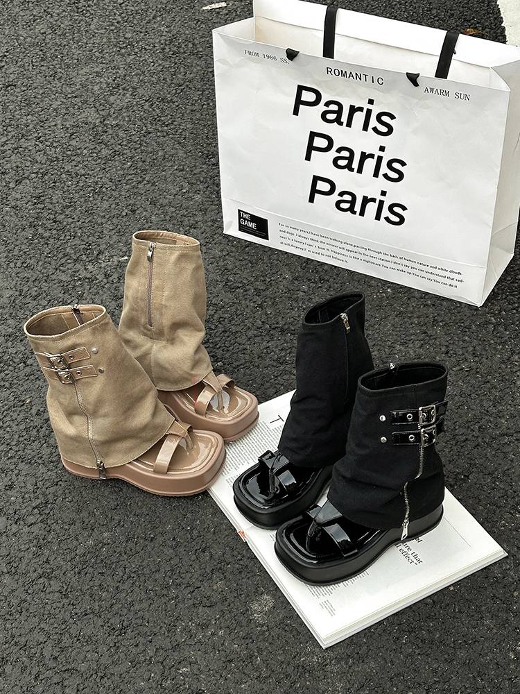 Fashion trouser pants boots, sandals, women in spring and summer of 2024, new thick -bottomed locomotive sweet cool wind boots and boots