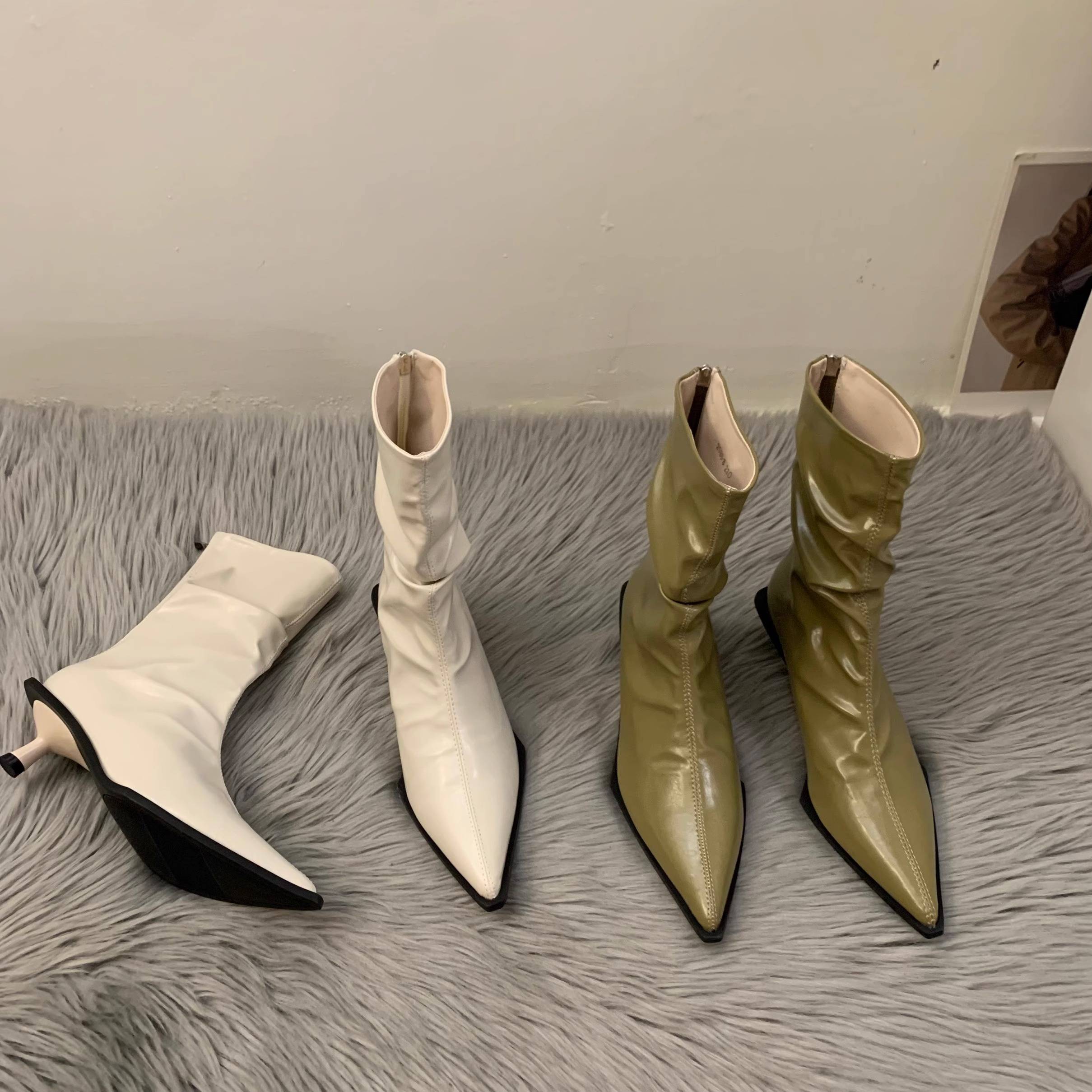 Hong Kong's French-style high-tempered, skinny, short-footed, 2024 spring-spill with Martin's boots
