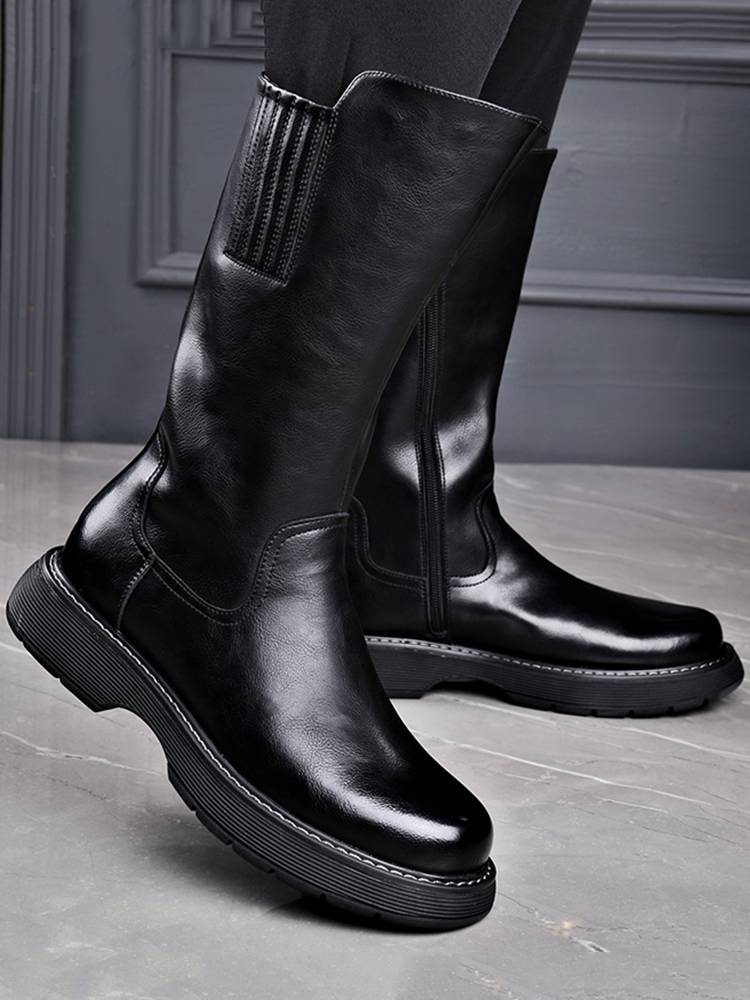 Martin Boots Man warms the winter with velvet leather, and he's got long-skinned boots, round-headed Mongols boots