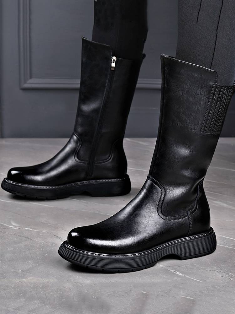 Martin Boots Man warms the winter with velvet leather, and he's got long-skinned boots, round-headed Mongols boots