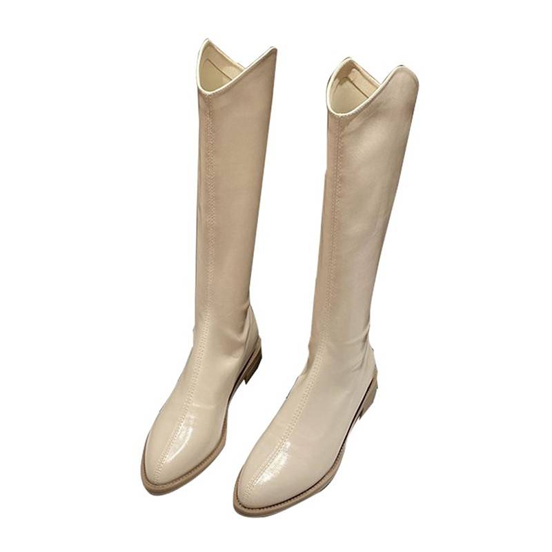 Guidi Fame leather rice white long boots 2024 new spring and autumn pointed high tube boots boots