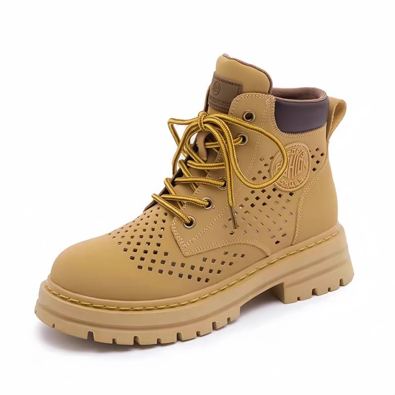 Leather increases Martin boots female 2024 new summer thin retro big yellow boots British style thick bottom short boots