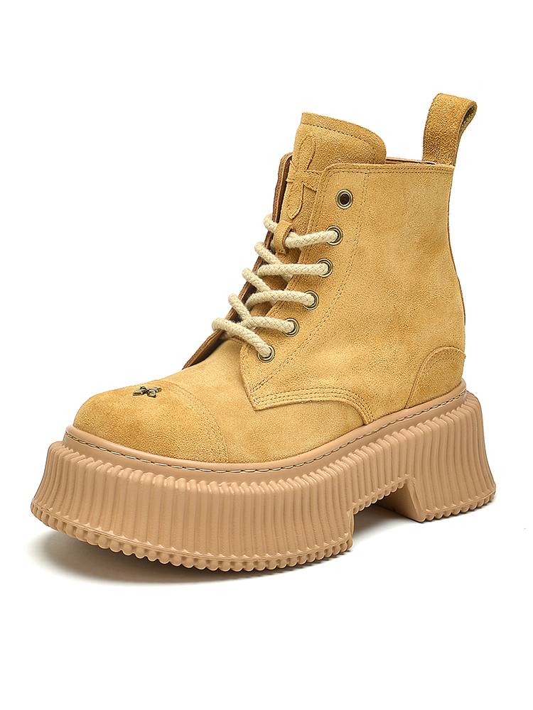 14 cm Wu Xuanyi the same small small bottom big yellow boots increased by 12 cm 8 small yards Martin boots 10cm