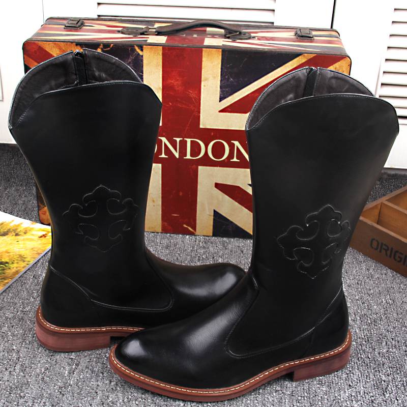 Winter plus velvet warming high boots tide zipper boots and horse boots men's high -top Martin boots men's Mongolian boots