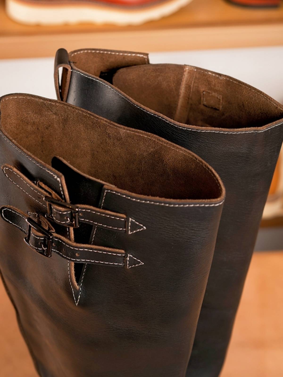 Customized Ameika CXL Hallwin engineer locomotive car horse boots high tube solid -specific motorcycle boots
