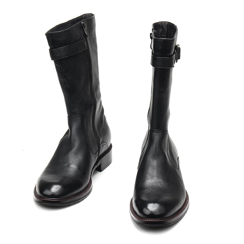Summer high boots men's side zipper boots and horse boots men's high -top wool, warm Martin boots, black work boots