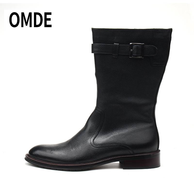 Summer high boots men's side zipper boots and horse boots men's high -top wool, warm Martin boots, black work boots