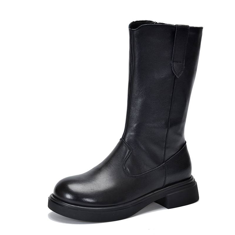 Templim brown high boots female 2024 new ladies middle boots boots children's long boots knight boots in the heel cotton boots