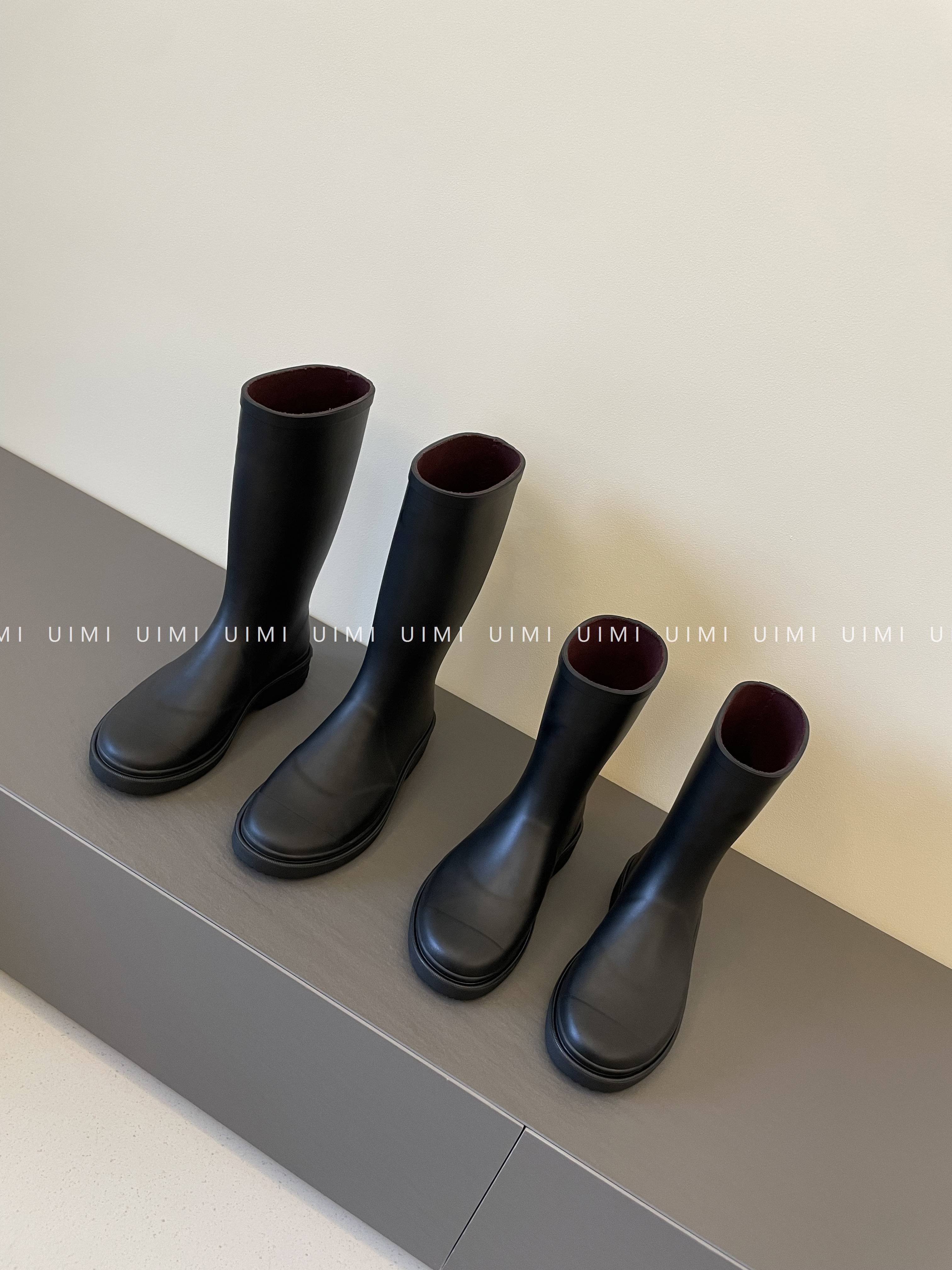 What to do with UIMI/ rainy days!Fashionable seamless street fashion knight boots but knee rain boots women wear outside