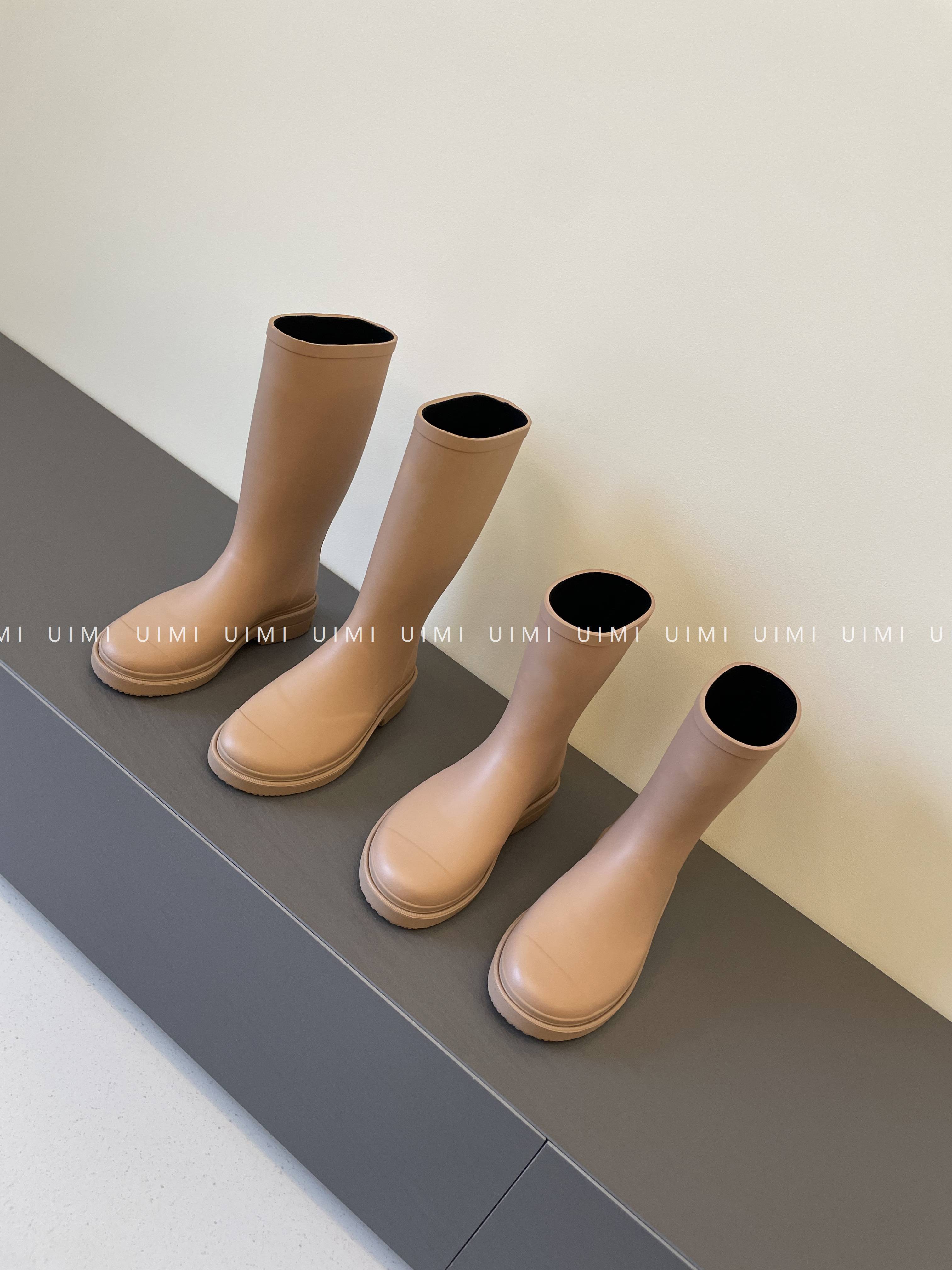 What to do with UIMI/ rainy days!Fashionable seamless street fashion knight boots but knee rain boots women wear outside