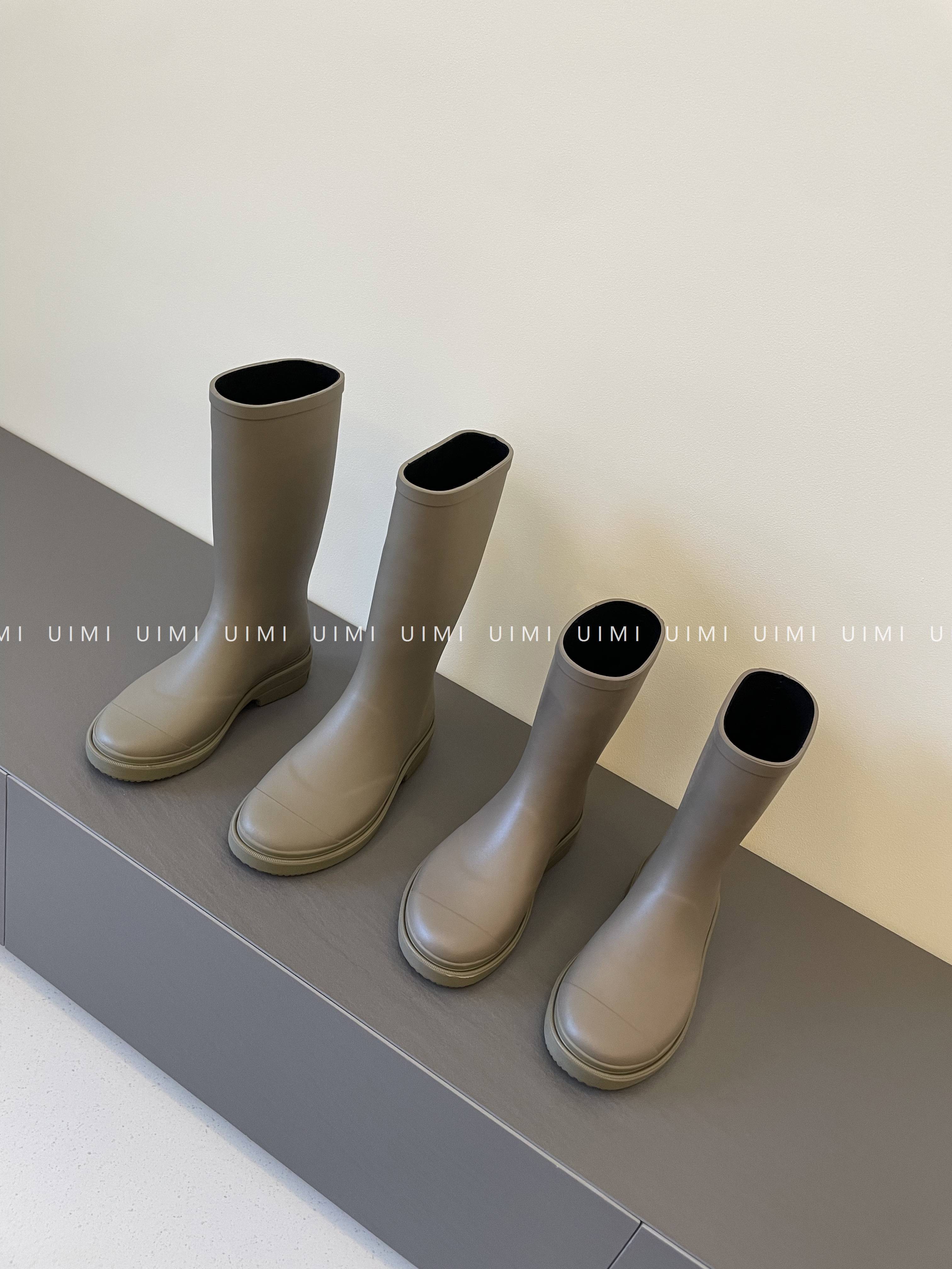 What to do with UIMI/ rainy days!Fashionable seamless street fashion knight boots but knee rain boots women wear outside
