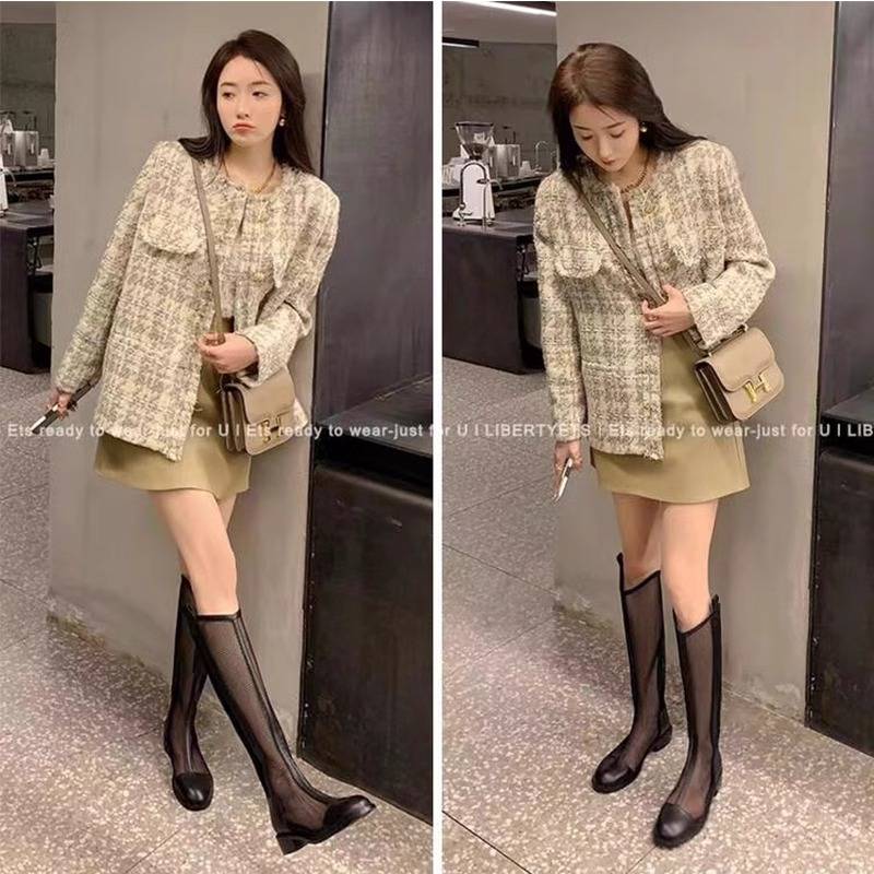 Guidi Fame leather boots female summer 2024 new hollow air -breathable net boots thin thick heel high -heeled juper boots
