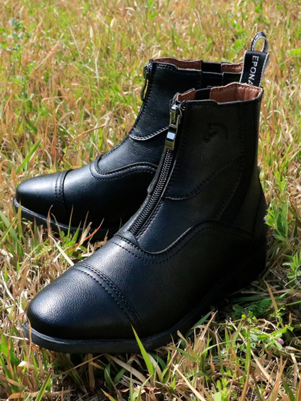 EPONA Children's Equestrian Boots front zipper cowhide rider boots leather sports short cylinder riding anti -slip boots