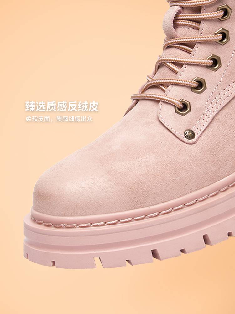 Lee Martin Boots Women 2024 New Summer British wild thick -bottom pink short boots women's work boots