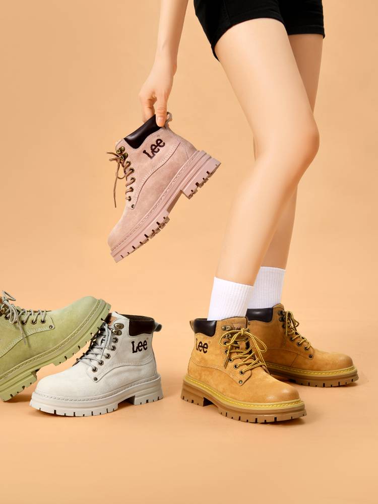Lee Martin Boots Women 2024 New Summer British wild thick -bottom pink short boots women's work boots