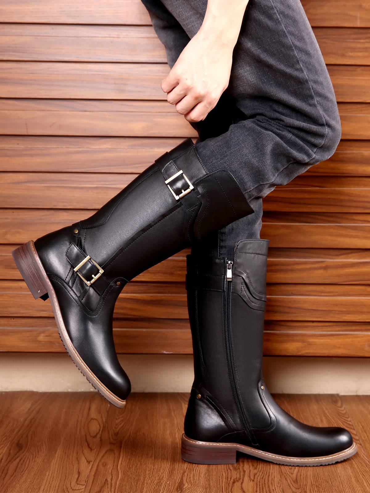 2020 new product winter boots male British personality round head zipper high boots Martin boots leather boots, rhrack boots, knight boots