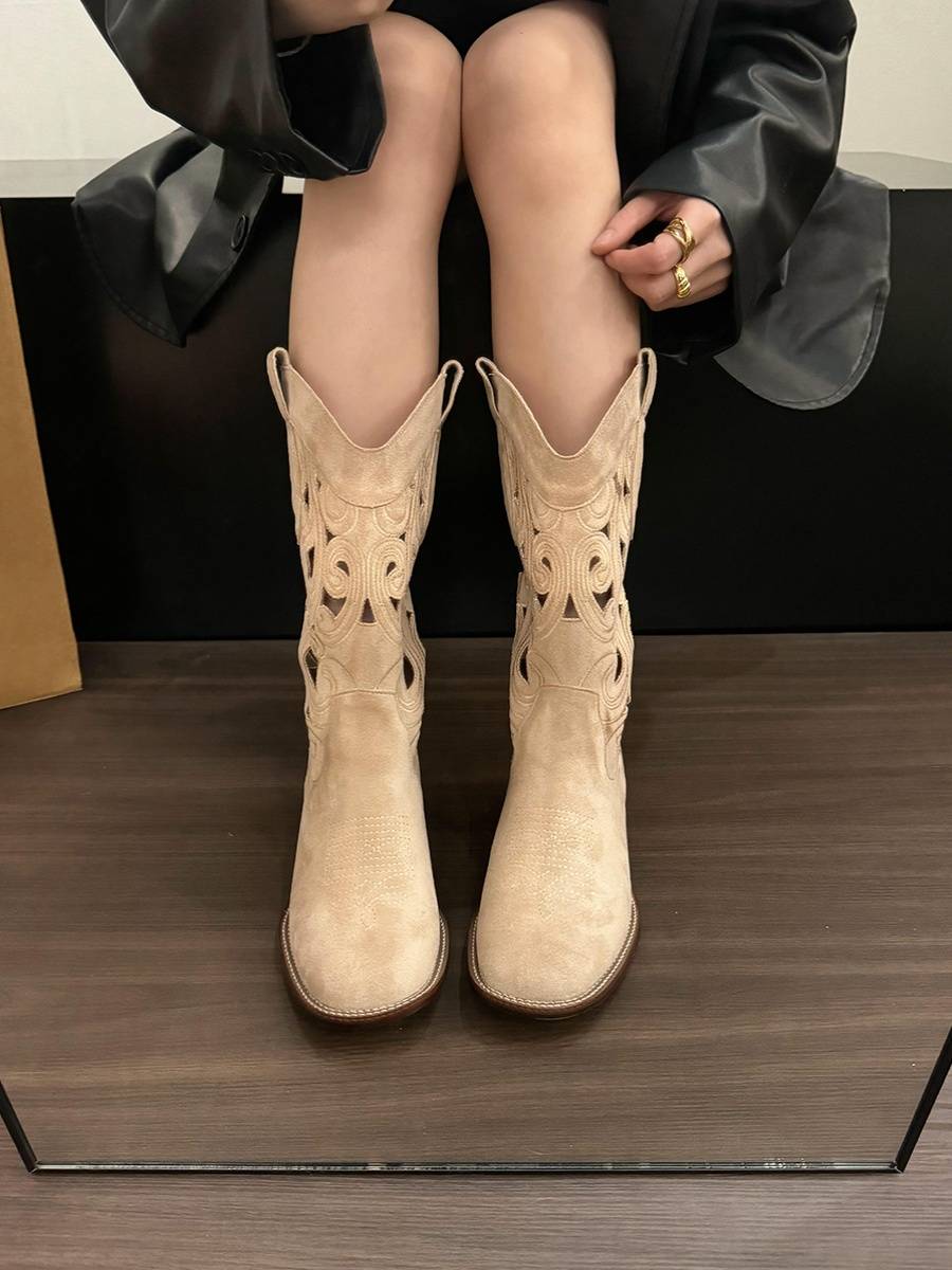 HONG KONG EMBROIDERY HEAD V, WESTERN COWBOY BOOTS, 2024 SUMMER